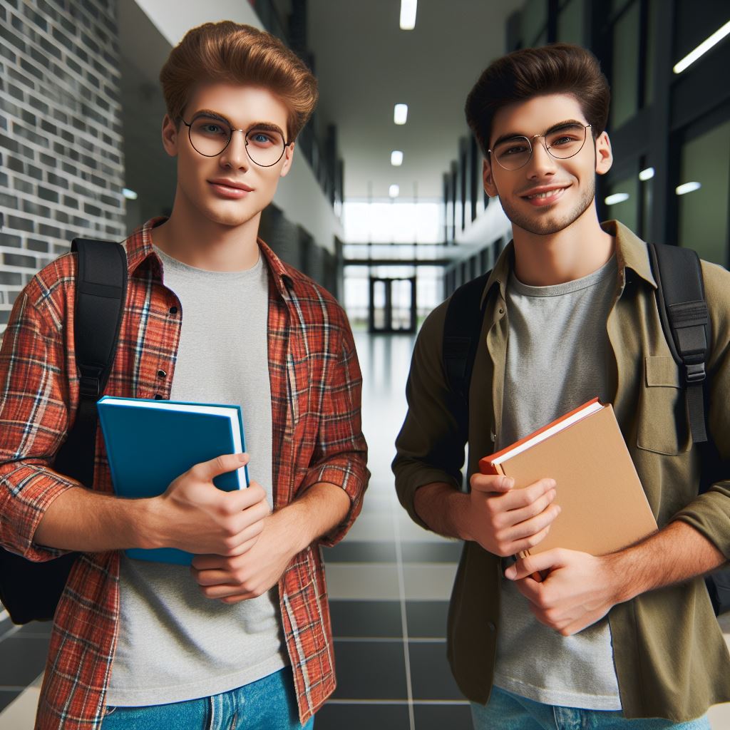 این تصویر دو دانشجو در دانشگاه هوشمند است.